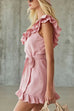 Ruffle One Shoulder Tie Waist Mini Dress