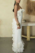 Febedress Spaghetti Strap Open Back Ruffle Trim Maxi Dress