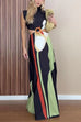 Febedress Mockneck Sleeveless Cut Out Waist Printed Maxi Dress