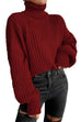 Febedress Turtleneck Drop Shoulder Comfy Pullover Sweater