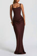 Febedress Sleeveless Ruched Solid Bodycon Maxi Dress