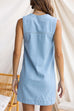 V Neck Sleeveless Pocketed Denim Mini Dress