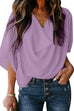 Febedress Cowl Neck Short Sleeve Drape Chiffon Shirt