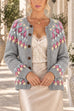 Febedress Button Down Printed Sweater Cardigan