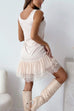 U Neck Sleeveless Splice Lace Trim Matching Dress