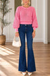 Crewneck Back Cut Out Splice Knitting Sweater (A)