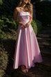 Febedress Spaghetti Strap Waisted A-line Satin Maxi Dress