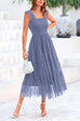 Square Neck Sleeveless Ruffle Tiered Midi Dress