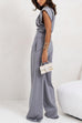 Febedress Ruched Asymmetrical Top and Wide Leg Pants Set