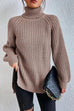 Febedress High Neck Side Slit Pullover Sweater