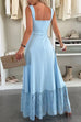 Square Neck Pocketed Lace Splice Maxi Cami Dress