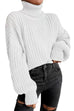 Febedress Turtleneck Drop Shoulder Comfy Pullover Sweater