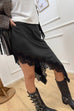 Febedress Lace Trim Side Slit Irregular Satin Skirt