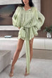 Febedress Lantern Long Sleeves Draped Ruffle Layered Mini Dress with Shorts