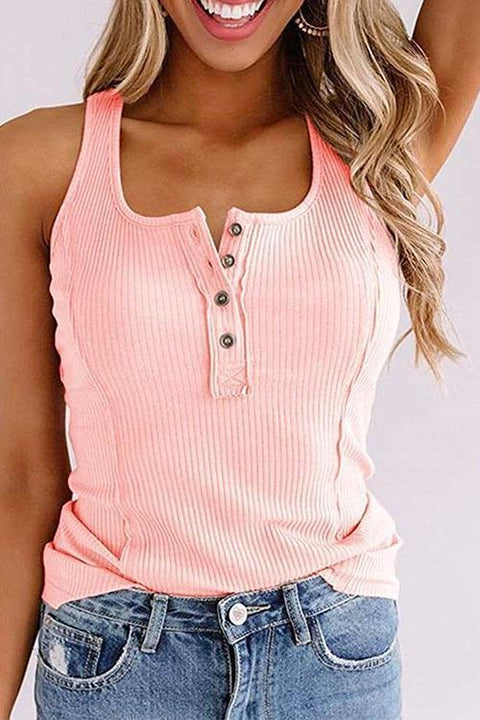 Febedress Buttons Sleeveless Stretchy Top