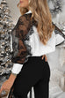 Lapel Long Sleeves Button Up Lace Patchwork Shirt