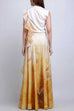 Mockneck Sleeveless Floral Print Ruffle Slit Maxi Dress