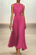 Febedress Crewneck Sleeveless Zipper Back Waisted Maxi Dress
