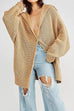 Febedress Collared Drop Shoulder Button Down Sweater Cardigan