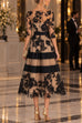 Febedress Contrast Floral Embroidered Mesh Midi Dress