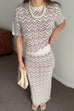 Crewneck Short Sleeves Zigzag Patterned Top