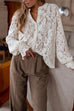 Febedress Ruffle Long Sleeves Button Up Lace Shirt