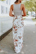 Febedress Stripes Splice Floral Printed Maxi Dress