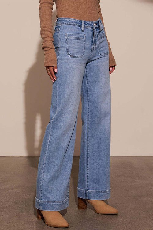 Febedress Chic Straight Wide Leg Denim Pants