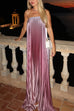 Febedress Strapless Tube Gradient Ombre Satin Maxi Party Dress
