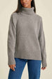 Turtleneck Drop Shoulder Ribbed Hem Casual Sweater