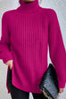 Febedress High Neck Side Slit Pullover Sweater