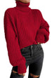 Febedress Turtleneck Drop Shoulder Comfy Pullover Sweater