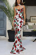 Febedress Spaghetti Strap Open Back Floral Print Maxi Dress
