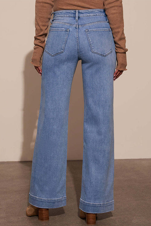 Febedress Chic Straight Wide Leg Denim Pants