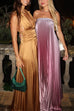 Febedress Strapless Tube Gradient Ombre Satin Maxi Party Dress