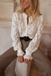 Febedress Ruffle Long Sleeves Button Up Lace Shirt