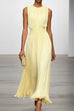 Febedress Crewneck Sleeveless Zipper Back Waisted Maxi Dress