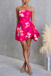 Strapless Floral Print A-line Mini Dress