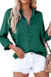 Febedress Solid Long Sleeves Button Up Satin Shirt
