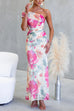 One Shoulder Floral Print Ruched Bodycon Maxi Dress