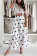 Elastic Waist Polka Dot Flowy Maxi Skirt