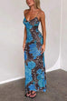 Febedress V Neck Color Block Leopard Print Maxi Cami Dress