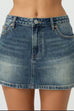 Febedress One Button Pocketed Denim Mini Skirt