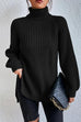 Febedress High Neck Side Slit Pullover Sweater