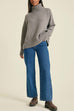 Turtleneck Drop Shoulder Ribbed Hem Casual Sweater