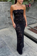 Febedress Strapless Lace Hollow Out Bodycon Maxi Dress