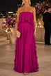 Febedress Strapless Tube Ruffle Pleated Swing Maxi Dress