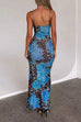 Febedress V Neck Color Block Leopard Print Maxi Cami Dress