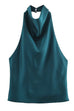 Febedress Chic Halter Cowl Neck Sleeveless Satin Top