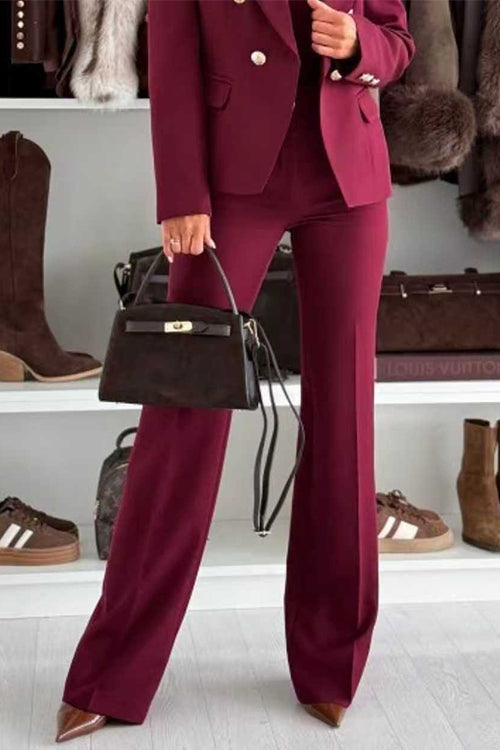 High Waist Straight Leg Tailored Suit Pants